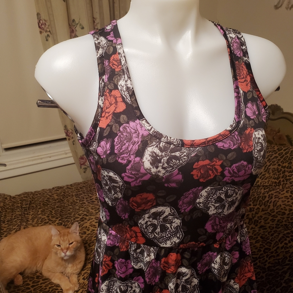 Hot Topic Skulls and Roses Dress - Picture 2 of 5